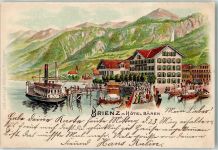 3855 Brienz BE 1899 Lithographie Hotel Bären Dampfer