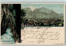 Meiringen Aareschlucht Schlumpf 1901 Lithographie
