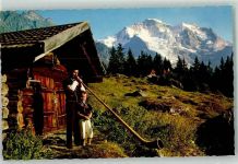 Wengen Sennenbub Jungfrau Alphorn Foto AK