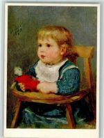 Spenden AK Schweizerische Tubekulosespende - Gemälde von Albert Anker - Mädchen mit Kinderstuhl Tuberkulose 1964 Künstlerkarte