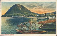 1930 - Lugano, Kanton Tessin, Schweiz, -Saluti da Lugano-, Boote, Dampfer, Luganer See, Künstler-AK,Paul Bender AKU2