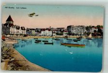 1000 Ouchy 1913 Foto AK Fluggerät Hafen Lac Lemann