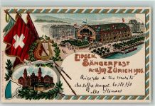 8000 Zürich 1905 Lithographie / Prägedruck Passepartout Fahne Eidgen. Sängerfest