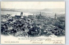 8000 Zürich - Blick vom Predigerturm auf Utokette, Großmünster
