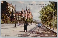 8000 Zürich Zürichhorn - Rotes Schloss, Strassenbahn signiert