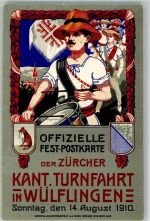 8408 Wülflingen Winterthur 1910 Künstlerkarte Züricher Kant. Turnfahrt