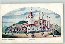 9000 St. Gallen S. Gallo 1904 Gebrauchsspuren Eidg. Schützenfest Festhüttte Offizielle Postkarte Nr. 1 sign Künsterkarte
