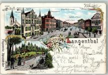 4900 Langenthal 1898 Lithographie Marktstrasse Gasthaus zum Bären Hirschpark