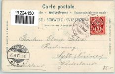 Rigi Klösterli Bergen Pferdekutsche Ort lt. Stempel Schlumpf 1898 Lithographie