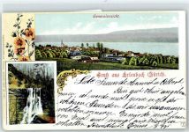 8703 Erlenbach ZH Gebrauchsspuren Wasserfall, Blick zum Zürichsee