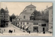 1000 Lausanne Losanna - Eglise Catholique Kath. Kirche Kutsche Geschäfte G. Ammer Chocolat Cafe