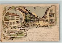 8213 Neunkirch 1900 BOAKC Lithographie Gasthaus Sonne Gebrauchsspuren, bitte Scan genau beachten!