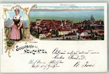 2000 Neuchâtel Neuenburg 1899 Lithographie Neuchalteloise Alpen