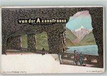 Axenstraße am Vierwadstättersee Tandem Schlumpf Lithographie