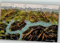 6900 Lugano 1910 Foto AK Vogelschau Lago di Lugona