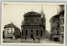 1400 Yverdon-les-Bains Foto AK Place Pestalozzi Denkmal Kirche