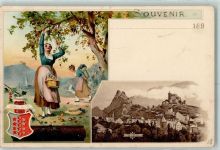 Wappen v. Wallis Landwirtschaft AK Suchard Schokolade 1899 Lithographie