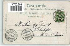 8213 Neunkirch 1907 BOAKC Lithographie Gasthaus Bahnhof Eisenbahn Gebrauchsspuren, bitte Scan genau beachten!