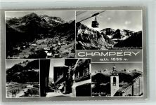 1874 Champéry Foto AK Seilbahn Kirche Dent du Midi Schwimmbad
