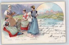 6430 Schwyz Lithographie Trachten Unterwaldn