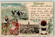 Fribourg Freiburg Wappen Fribourg Kuhhirte AK Suchard Schokolade 1900 Lithographie