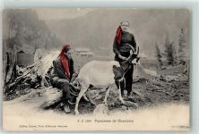 1874 Champéry - Bauersfrauen mit Ziege