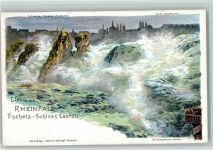 Schaffhausen Sciaffusa Rheinfall Fischetz Schloss Laufen sign Steinmann C. Serie Schaffhausen Steinmann Lithographie