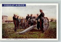 Chocolat Menier - Militär Frankreich, WK I Canon de 75. en batterie - Waffen , sehr gute Erhaltung AK Schokolade 1914