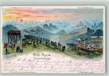 Rigi Kulm 1904 Rigi-Kulm Sonnenaufgang sign Steinmann C. Serie Vierwaldstättersee Steinmann Lithographie