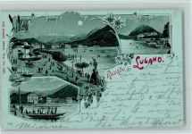 Lugano Nr. 1067 Gruss aus - Künzli 1899 Lithographie / Mondschein
