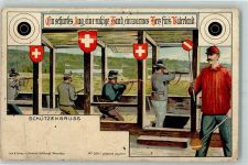 Nr. 300 Schützen in der Schweiz Lithographie AK Schlumpf Gebrauchsspuren