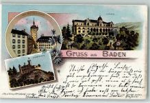 Baden Gefängnisturm Schartenfels Kurhaus Schlumpf 1902 Lithographie
