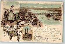 8000 Zürich 1897 - Grossmünster Trachtenmädchen