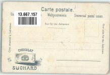 O6500 Gera Nr. 20 Wappen Tracht Gießkanne Fürstentum Reuss Suchard Schokolade 1899 Lithographie / Künstlerkarte