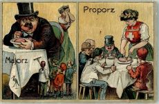 1910 Künstlerkarte Proporz & Wahlgerechtigkeit Karte