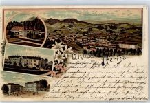 9100 Herisau 1902 Lithographie Poststrasse Krankenhaus Spital Heinrichbad