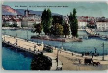 1200 Genève Genf 1912 - Insel Rousseau Mont-Blancbrücke Strassenbahn