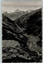 3910 Saas-Grund Gebrauchsspuren Fliegeraufnahme Bietschhorn Saas Tal