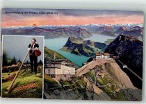 6010 Kriens Gebrauchsspuren 1. Aelplerfest Alphornbläser Pilatus Kulm Tracht