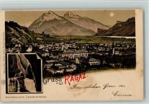 Bad Ragaz Nr. 335 Gruss aus - AK Künzli 1903 Lithographie / Mondschein