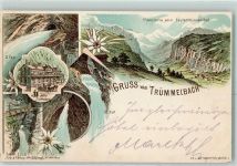Lauterbrunnen Nr. 428 Gruss aus Trümmelbach Wasserfall AK Schlumpf 1899 Lithographie