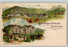 6443 Morschach Lithographie Hotel Pension Frohnalp Kurhaus Ambros Eberle