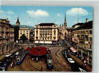8000 Zürich 1968 Foto AK Paradeplatz Straßenbahn