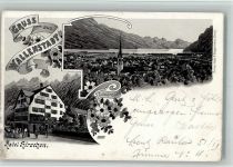 8880 Walenstadt 1904 BOAKC Lithographie Hotel Hirschen Gebrauchsspuren, bitte Scan genau beachten!