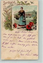 Geneve Tracht - Frau mit Blumenkorb - Verlag Carl Künzli Nr. 72 Künzli 1901