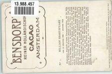 Amsterdam Bendsdorp Cacao Sammelkarte Nr. 1 Shakespeare Hamlet Schokolade KEINE AK