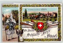 4000 Basel Bâle 1910 Lithographie Festival St. Jacob 1444 Kirche Denkmal