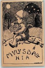 Gebrauchsspuren Mulusball sign. E. Gempeler Künstlerkarte AK