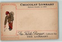 Paris Chocolat Lombart Werbung Beruf Le Ramasseur de Beuts de Cigares Schokolade 1900 Lithographie