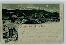 St. Gallen S. Gallo Nr. 11200 Gruss aus Künzli 1898 Lithographie / Mondschein